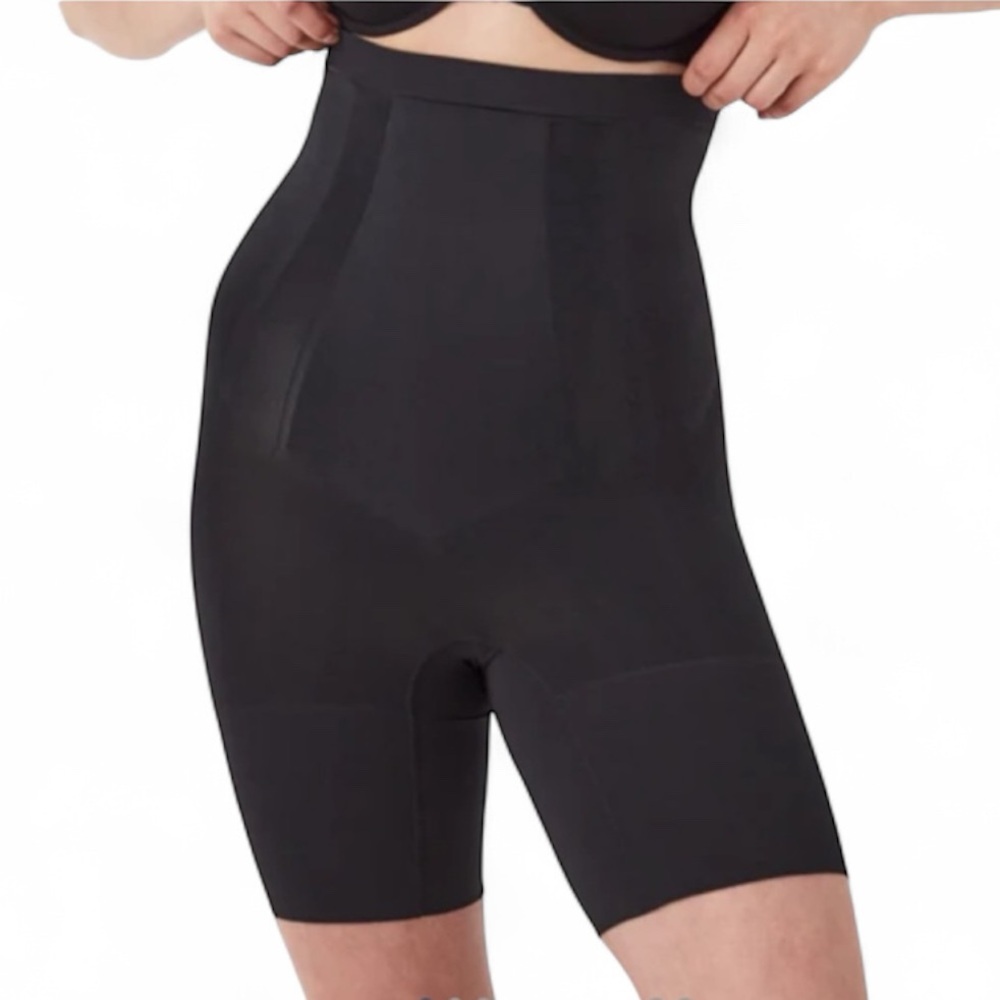 SPANX Sculpt Women's Oncore High-Waisted Mid-Thigh Short, Very Black, New